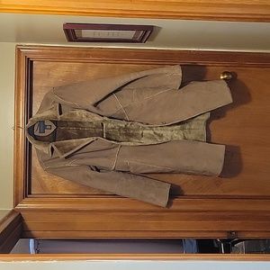 Faux Fur button up trench coat